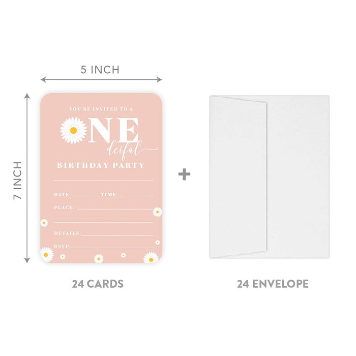 Kids Birthday Blank Party Invitations with Envelopes-Set of 24-Andaz Press-Daisy-