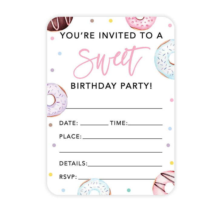 Kids Birthday Blank Party Invitations with Envelopes-Set of 24-Andaz Press-Donut-