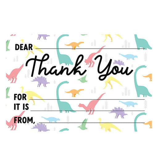 Kids Fill in the Blank Thank You Cards, For Party Guests-Set of 20-Andaz Press-Colorful Dinosaurs-