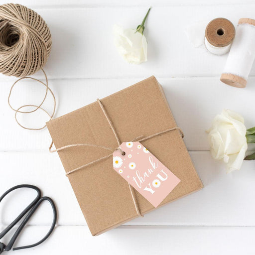 Kids Party Favor Classic Thank You Tags with String, For Party Favors Bags-Set of 40-Andaz Press-Daisy Thank You-
