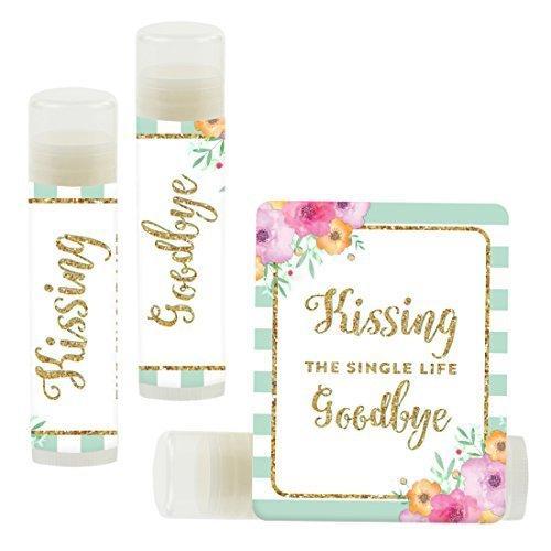 Kissing The Single Life Goodbye, Party Lip Balm Favors-Set of 12-Andaz Press-Mint Green Faux Gold Glitter-