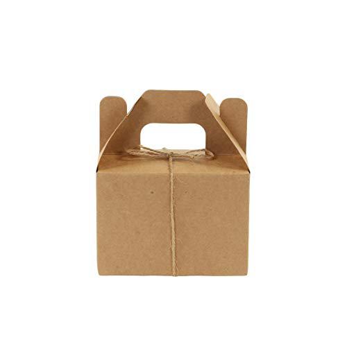 Kraft Gable Favor Boxes with Handles, Twine String Included, 4 x 2.5 x 4.75-inch-Set of 36-Andaz Press-