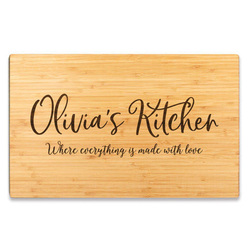 Large Custom Bamboo Wood Cutting Board Gift, Where Everything is Made With Love-Set of 1-Andaz Press-Custom Name-
