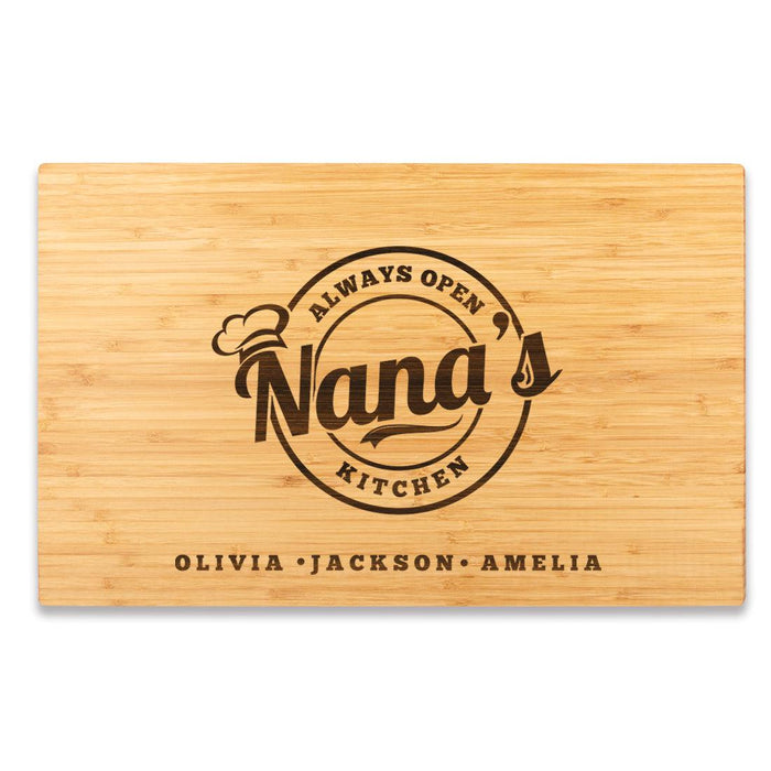 Large Custom Mother's Day Cutting Board, Set of 1-Set of 1-Andaz Press-Always Open Nana's Kitchen-