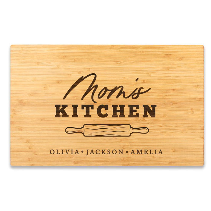 Large Custom Mother's Day Cutting Board, Set of 1-Set of 1-Andaz Press-Mom's Kitchen Custom Names-
