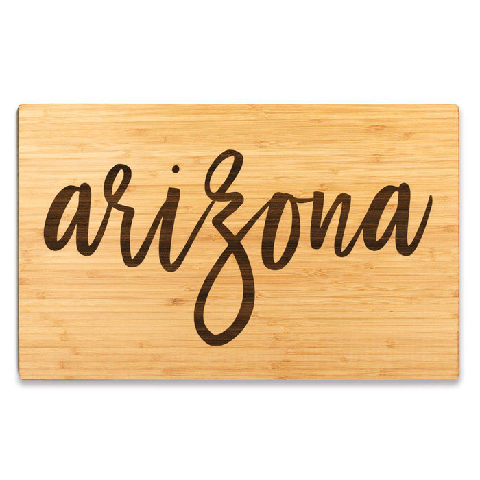 Large Engraved State Bamboo Wood Cutting Board, Calligraphy-Set of 1-Andaz Press-Arizona-