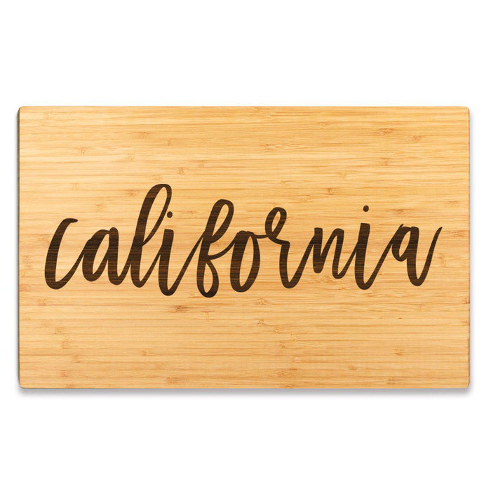 Large Engraved State Bamboo Wood Cutting Board, Calligraphy-Set of 1-Andaz Press-California-