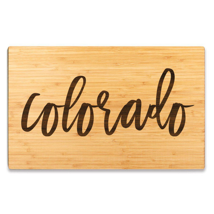 Large Engraved State Bamboo Wood Cutting Board, Calligraphy-Set of 1-Andaz Press-Colorado-