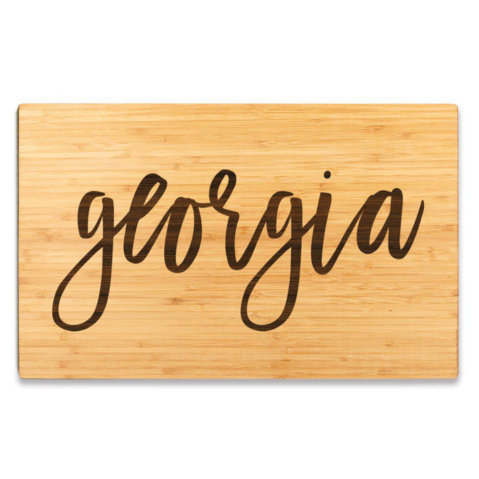 Large Engraved State Bamboo Wood Cutting Board, Calligraphy-Set of 1-Andaz Press-Georgia-