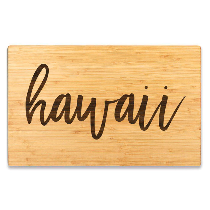 Large Engraved State Bamboo Wood Cutting Board, Calligraphy-Set of 1-Andaz Press-Hawaii-