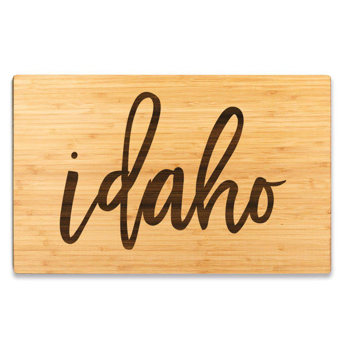 Large Engraved State Bamboo Wood Cutting Board, Calligraphy-Set of 1-Andaz Press-Idaho-