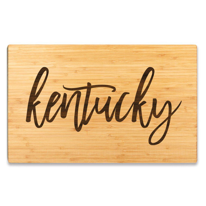Large Engraved State Bamboo Wood Cutting Board, Calligraphy-Set of 1-Andaz Press-Kentucky-