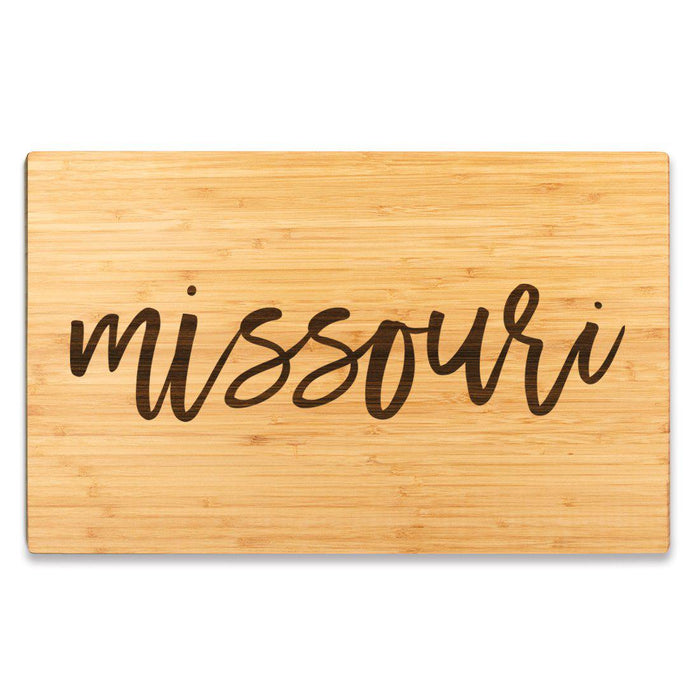 Large Engraved State Bamboo Wood Cutting Board, Calligraphy-Set of 1-Andaz Press-Missouri-