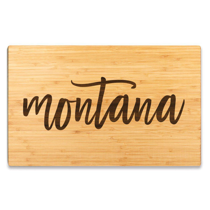 Large Engraved State Bamboo Wood Cutting Board, Calligraphy-Set of 1-Andaz Press-Montana-
