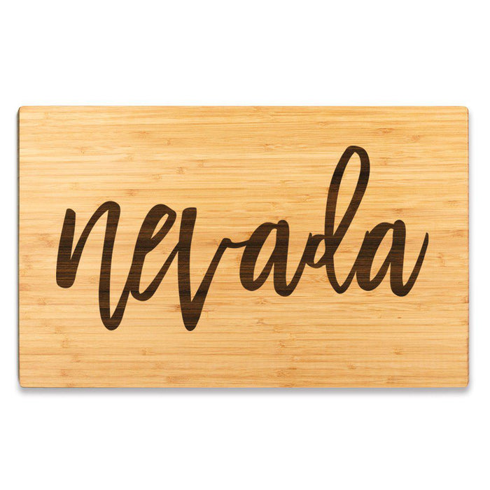 Large Engraved State Bamboo Wood Cutting Board, Calligraphy-Set of 1-Andaz Press-Nevada-