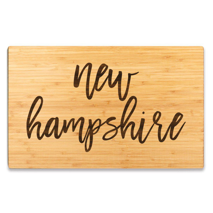 Large Engraved State Bamboo Wood Cutting Board, Calligraphy-Set of 1-Andaz Press-New Hampshire-