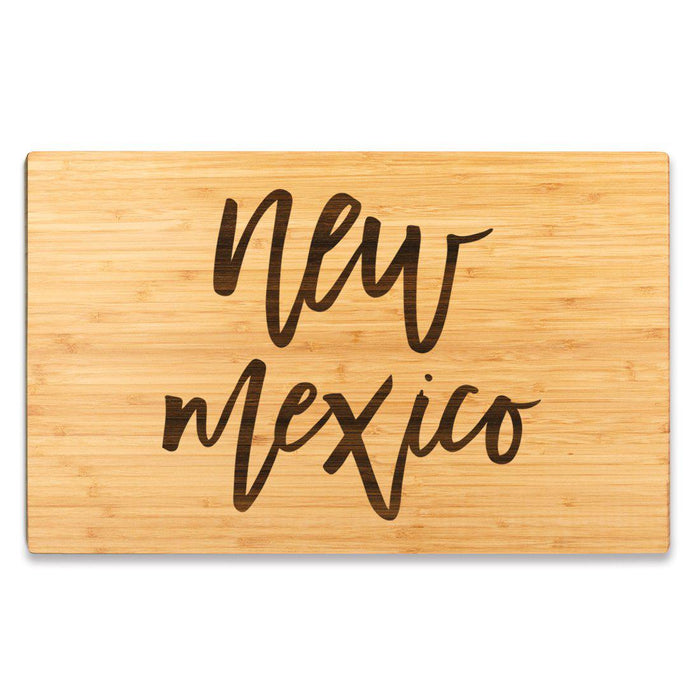 Large Engraved State Bamboo Wood Cutting Board, Calligraphy-Set of 1-Andaz Press-New Mexico-