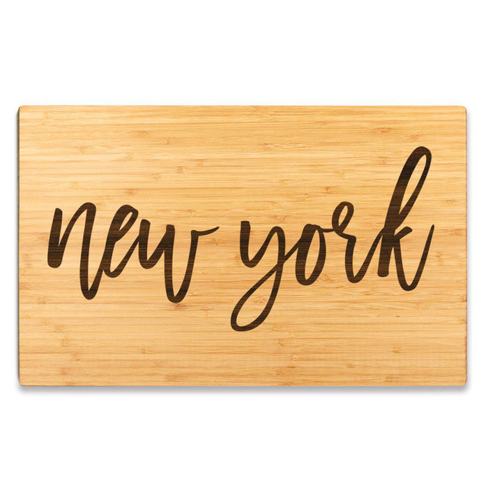 Large Engraved State Bamboo Wood Cutting Board, Calligraphy-Set of 1-Andaz Press-New York-