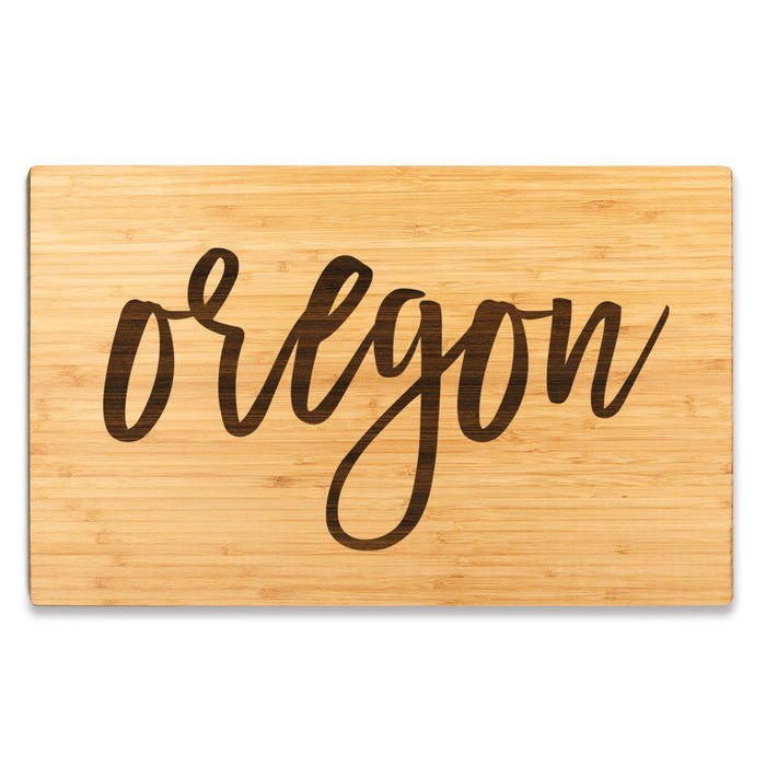 Large Engraved State Bamboo Wood Cutting Board, Calligraphy-Set of 1-Andaz Press-Oregon-