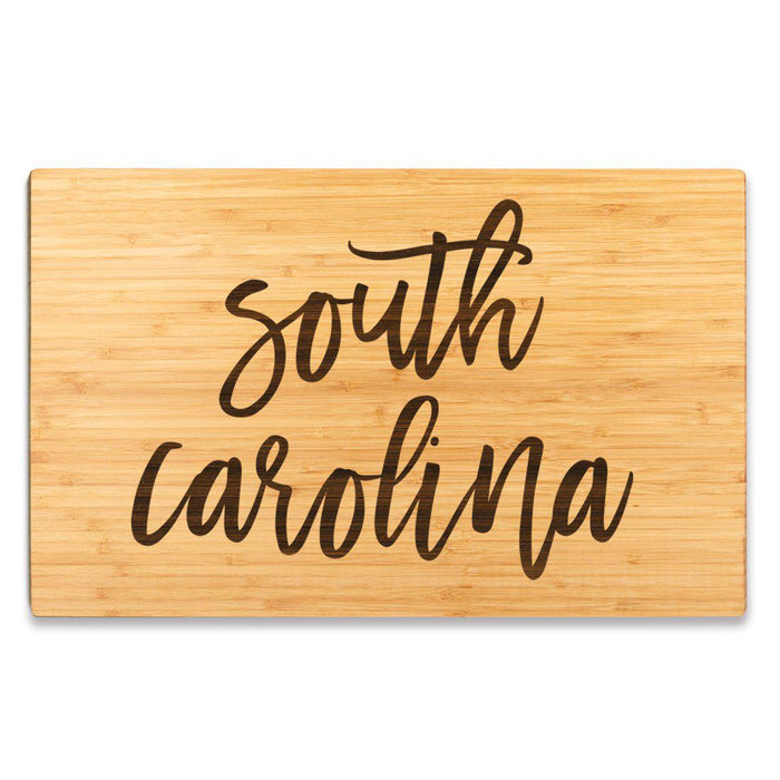 Large Engraved State Bamboo Wood Cutting Board, Calligraphy-Set of 1-Andaz Press-South Carolina-