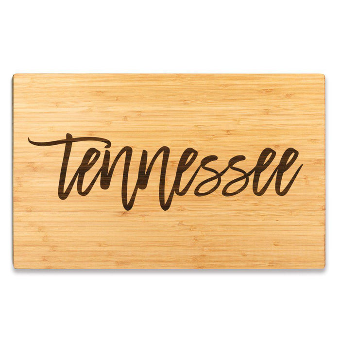 Large Engraved State Bamboo Wood Cutting Board, Calligraphy-Set of 1-Andaz Press-Tennessee-