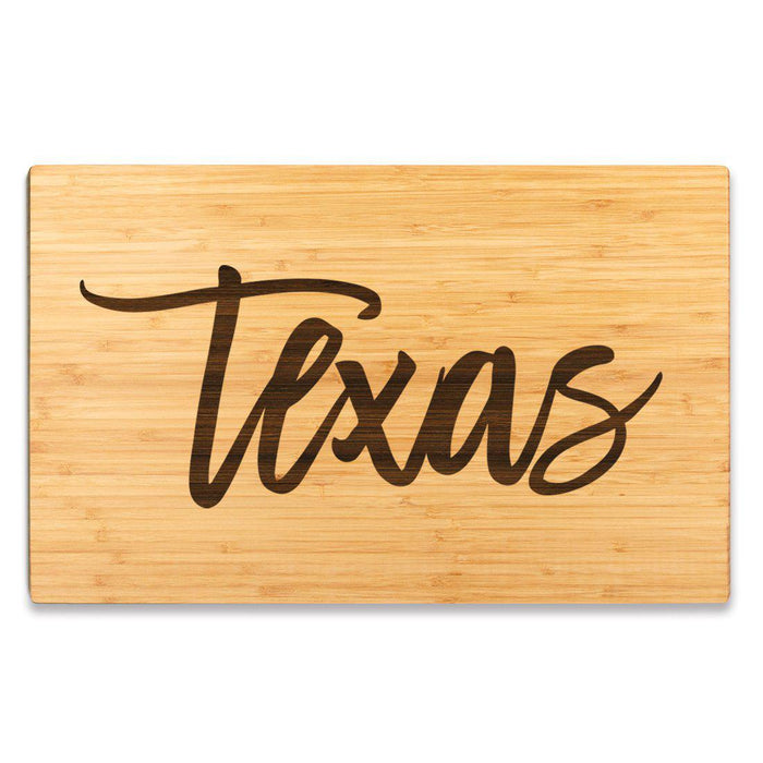 Large Engraved State Bamboo Wood Cutting Board, Calligraphy-Set of 1-Andaz Press-Texas-