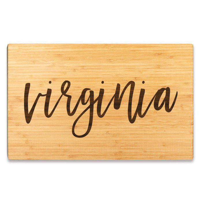 Large Engraved State Bamboo Wood Cutting Board, Calligraphy-Set of 1-Andaz Press-Virginia-