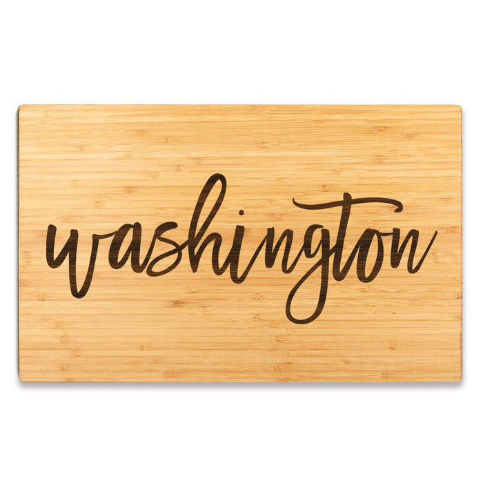 Large Engraved State Bamboo Wood Cutting Board, Calligraphy-Set of 1-Andaz Press-Washington-