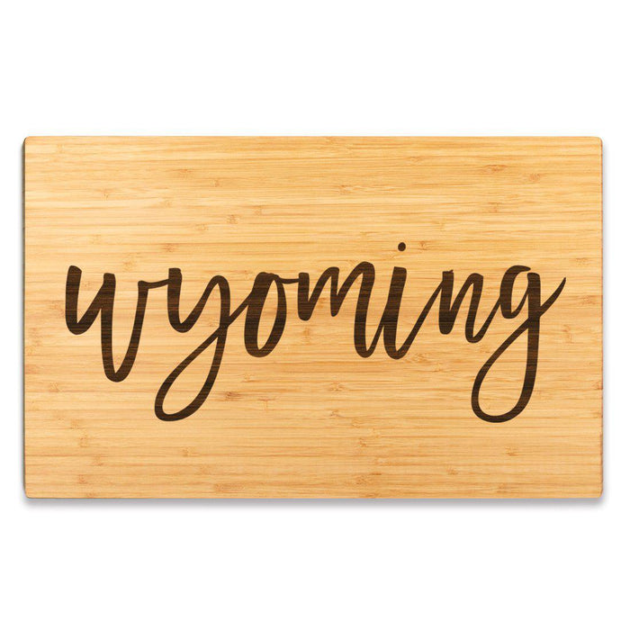 Large Engraved State Bamboo Wood Cutting Board, Calligraphy-Set of 1-Andaz Press-Wyoming-