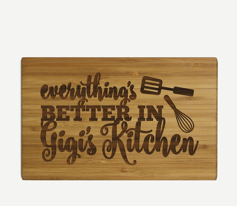 Laser Engraved Small Bamboo Wood Cutting Board-Set of 1-Andaz Press-Everything is Better in Gigi's Kitchen-
