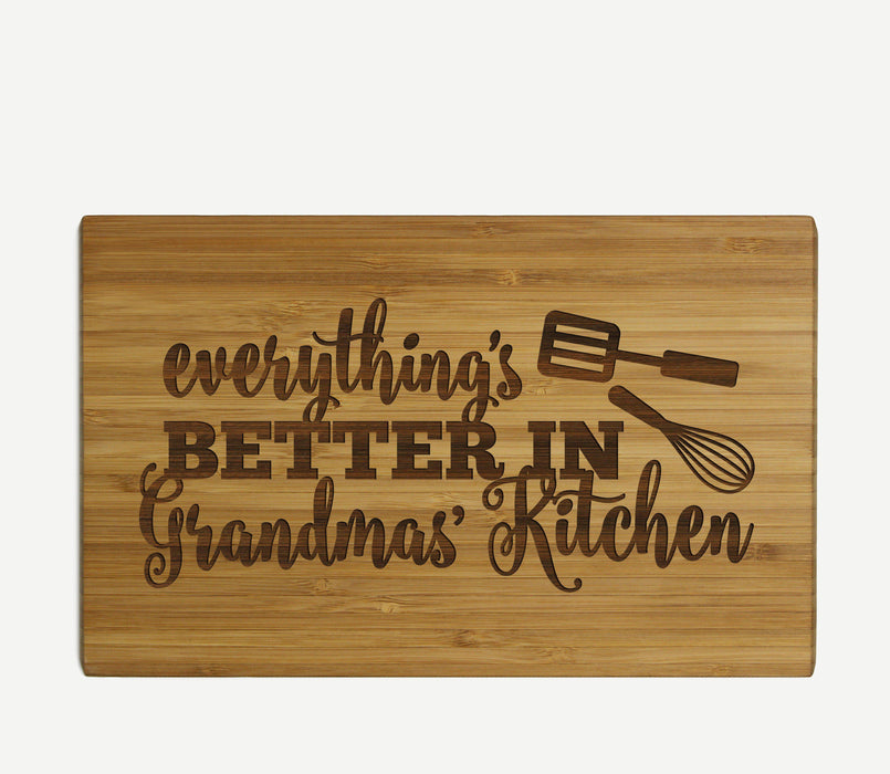 Laser Engraved Small Bamboo Wood Cutting Board-Set of 1-Andaz Press-Everything is Better in Granny's Kitchen-