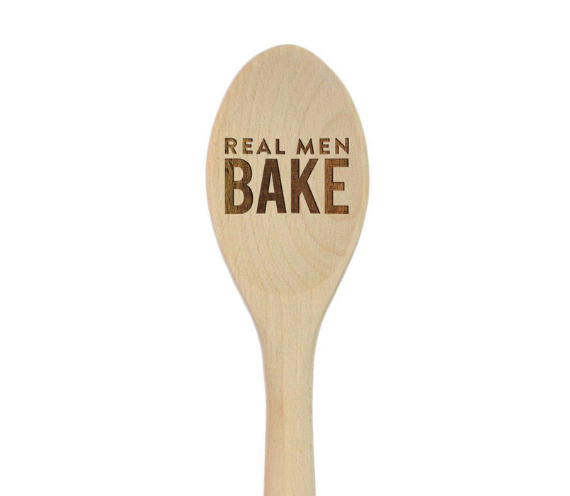 Laser Engraved Wooden Mixing Spoon, For Him-Set of 1-Andaz Press-Real Men Bake-