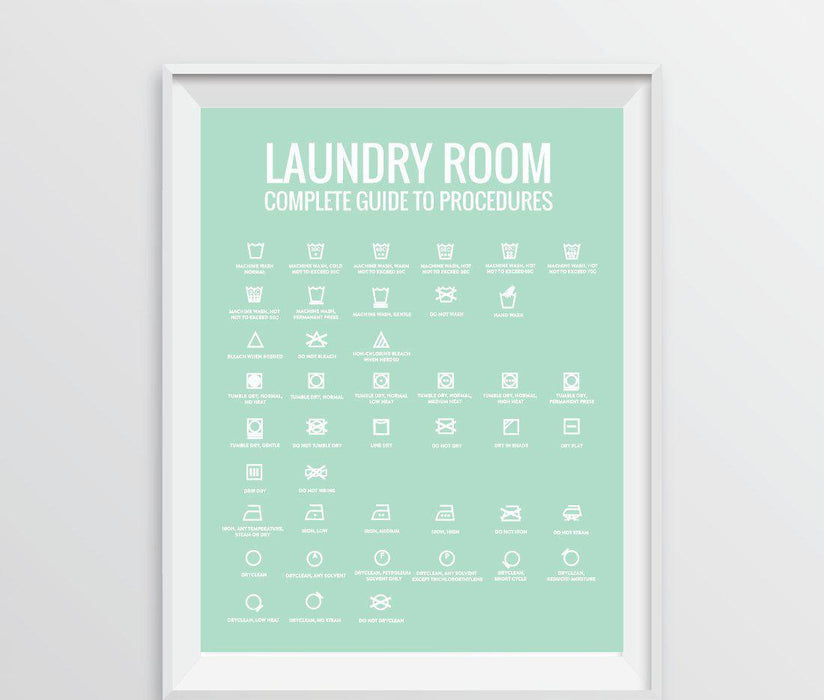 Laundry Room Wall Art Decor Graphic Signs & Prints-Set of 1-Andaz Press-Complete Laundry Room Guide to Procedures-