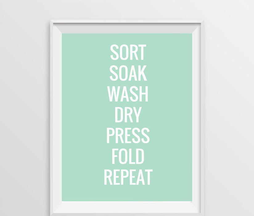 Laundry Room Wall Art Decor Graphic Signs & Prints-Set of 1-Andaz Press-Sort Soak Wash Dry Press Fold Repeat-