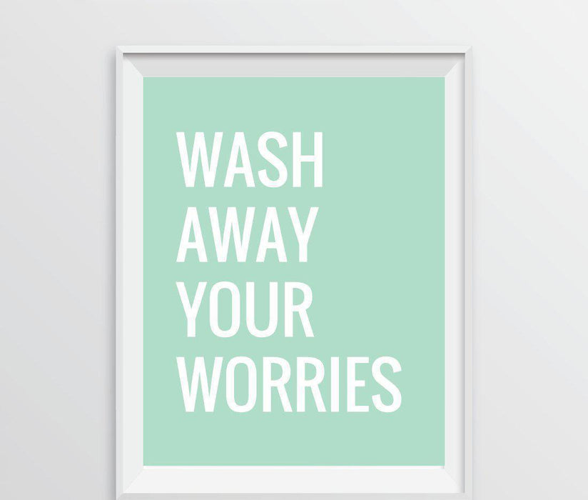 Laundry Room Wall Art Decor Graphic Signs & Prints-Set of 1-Andaz Press-Wash Away Your Worries-