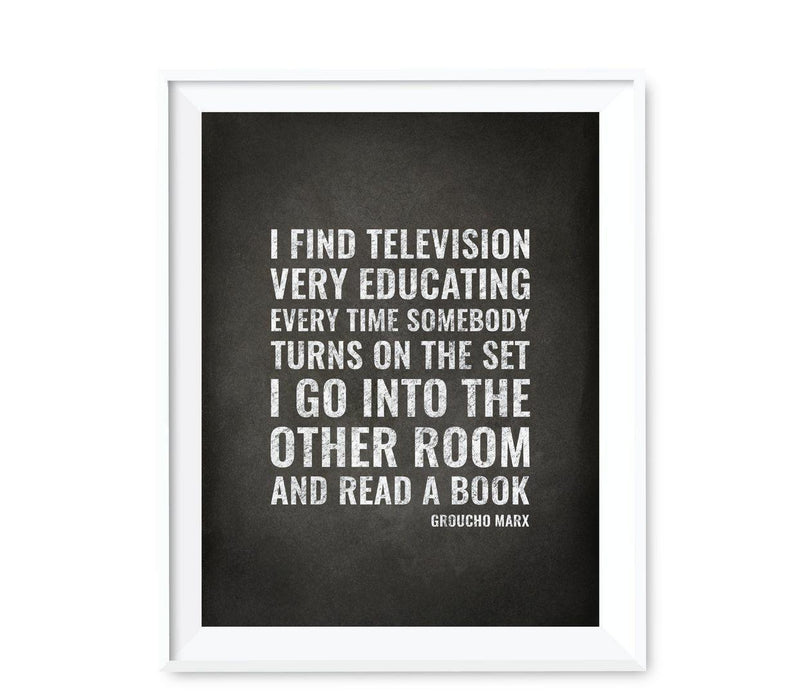 Library Wall Art Graphic Signs & Poster Prints-Set of 1-Andaz Press-I find television very educating-