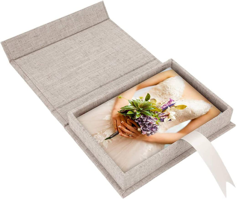 Linen Photo Box 4 x 6-Inch Keepsake Box-Set of 1-Koyal Wholesale-Natural-