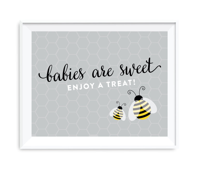 Mama to Bee Bumblebee Gender Neutral Baby Shower Party Signs-Set of 1-Andaz Press-Babies Are Sweet, Enjoy A Treat-