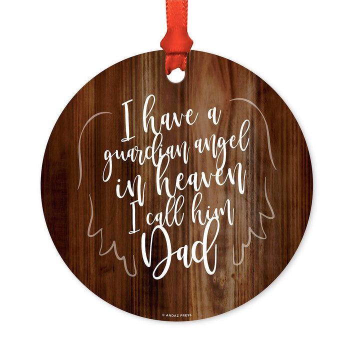 Memorial Round Metal Christmas Ornament, No Longer By My Side-Set of 1-Andaz Press-Dad Heaven-