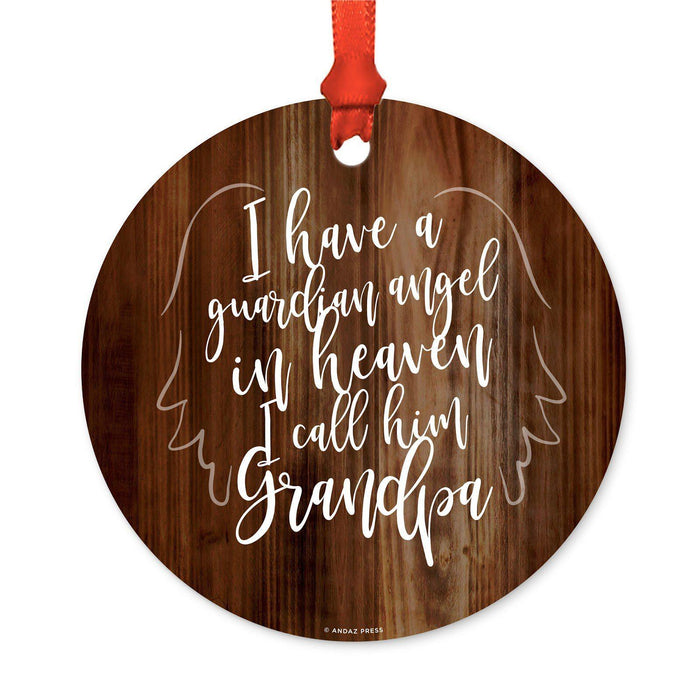 Memorial Round Metal Christmas Ornament, No Longer By My Side-Set of 1-Andaz Press-Grandpa Heaven-