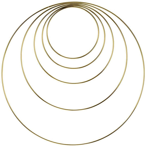 Metal Hoop Wreath Rings-Set of 5-Koyal Wholesale-Gold-