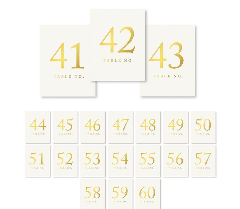 Metallic Gold Ink Table Numbers-Set of 20-Andaz Press-41-60-