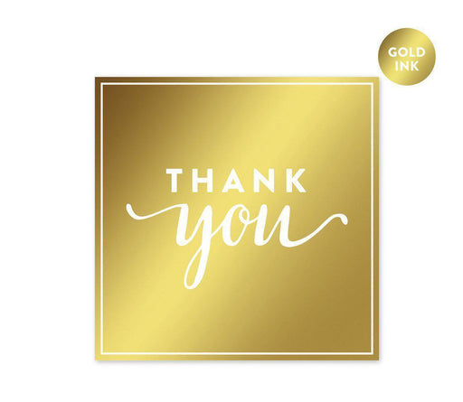 Metallic Gold Square Favor Gift Labels - Thank You Stickers-Set of 40-Andaz Press-Thank You-