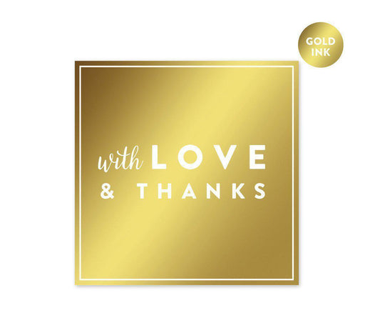 Metallic Gold Square Favor Gift Labels - Thank You Stickers-Set of 40-Andaz Press-With Love and Thanks-