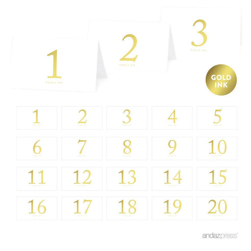 Metallic Gold Table Tent Place Cards-Set of 20-Andaz Press-1-20-