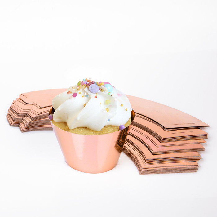 Metallic Rose Gold Cupcake Wrappers-Set of 50-Andaz Press-