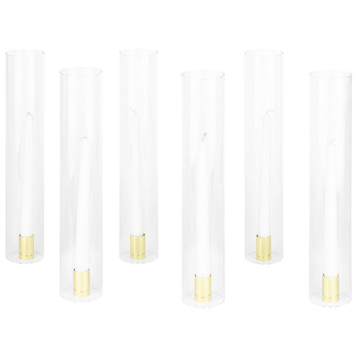 Minimalist Taper Candle Holders with Hurricane Glass for Weddings Centerpieces, Set of 6-Set of 6-Koyal Wholesale-