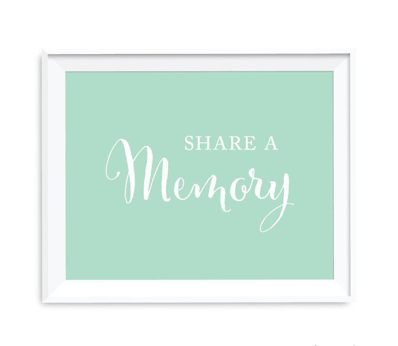 Mint Green Wedding Signs-Set of 1-Andaz Press-Share a Memory Guestbook-