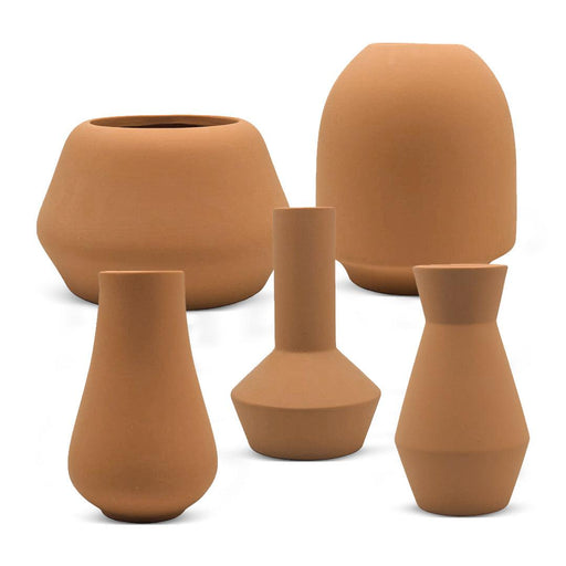 Mismatched Ceramic Vases, Modern Decorative Vases Small & Tall Vases-Set of 5-Koyal Wholesale-Terracotta-