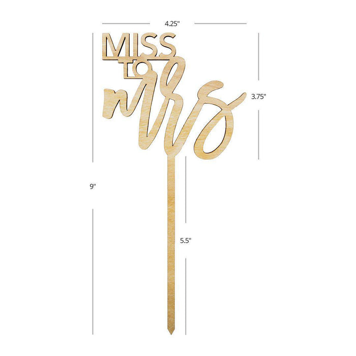 Miss to Mrs Laser Cut Wood Cake Topper-Set of 1-Andaz Press-Natural-